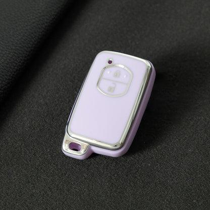 TOG2T1 Purple-Silver Plating Car Key Cover Soft TPU Car Key Case Cover for Toyota Camry Highlander Crown Prado Land Cruiser Vitz Prius Corolla Accessories