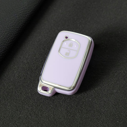 TOG2T1 Purple-Silver Plating Car Key Cover Soft TPU Car Key Case Cover for Toyota Camry Highlander Crown Prado Land Cruiser Vitz Prius Corolla Accessories