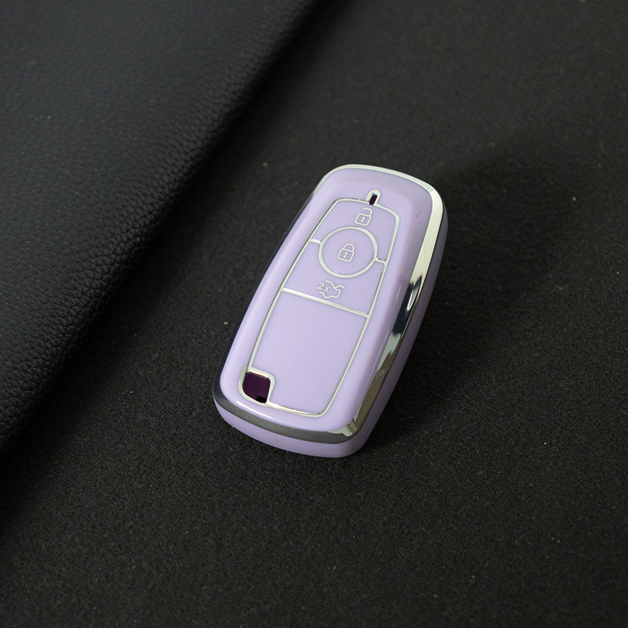 FOB1T1 Purple-Silver Plating TPU Car Key Case Cover Holder for Ford Fusion Edge Mustang Explorer F150 F250 F350