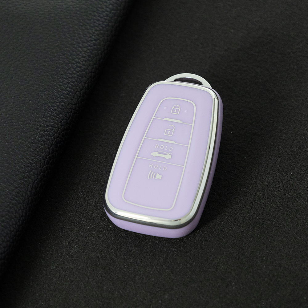 TOB4T1 Purple-Silver Plating Car Key Cover For Toyota Prius Camry Corolla C-HR CHR RAV4 Prado Izoa Levin Avalon 2018 2019 2020 Car Key Case Shell Cover Protector