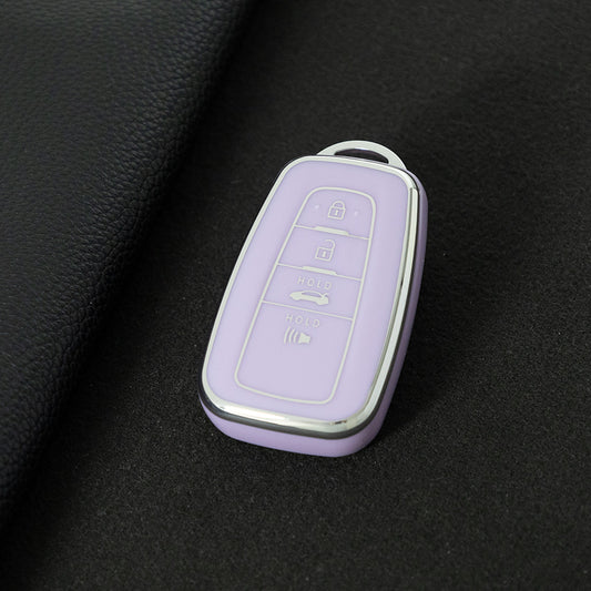 TOB4T1 Purple-Silver Plating Car Key Cover For Toyota Prius Camry Corolla C-HR CHR RAV4 Prado Izoa Levin Avalon 2018 2019 2020 Car Key Case Shell Cover Protector