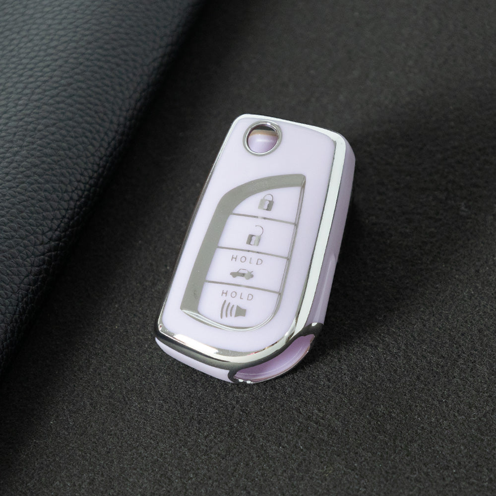 TOA5T1 Purple-Silver Plating TPU Protective Key Cover Case for Toyota New Corolla Camry RAV4 Avalon Izoa CHR Highlander Car Key Accessories