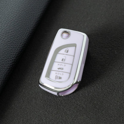 TOA5T1 Purple-Silver Plating TPU Protective Key Cover Case for Toyota New Corolla Camry RAV4 Avalon Izoa CHR Highlander Car Key Accessories