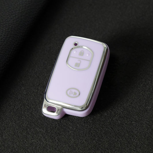 TOG3T1 Purple-Silver Plating Soft TPU Car Key Case Cover for Toyota Camry Highlander Crown Prado Land Cruiser Vitz Prius Corolla Accessories
