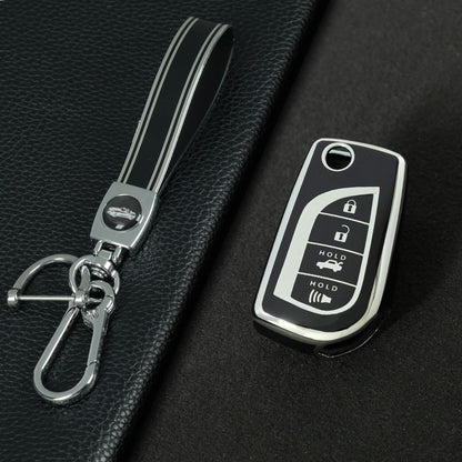 TOA5T1 Black-Silver Plating TPU Protective Key Cover Case for Toyota New Corolla Camry RAV4 Avalon Izoa CHR Highlander Car Key Accessories