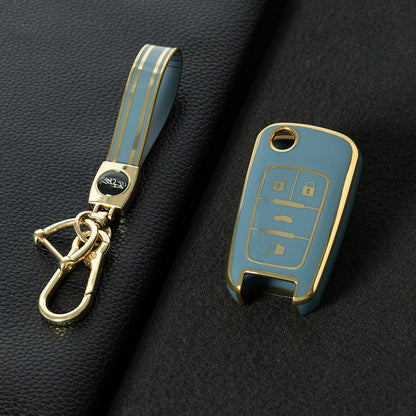 CED2T1 Granny Grey-Gold Plating Hot Sale TPU Car Key Case for Chevrolet Cruze AVEO Excelle BUICK XTG Car Key Shell Cover