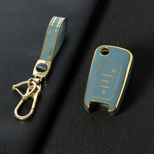 CED2T1 Granny Grey-Gold Plating Hot Sale TPU Car Key Case for Chevrolet Cruze AVEO Excelle BUICK XTG Car Key Shell Cover