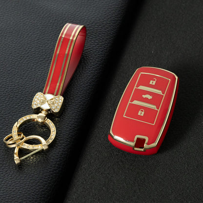 CHA1T1 Red-Gold Plating Car Key Cover Premium Soft TPU Car Key Case Cover Shell for CHANGAN CS15 CS35 CS55 CS75 RAETON CC EADO LUMIN Key Rings Keychain Bag