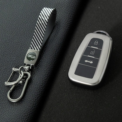 TOB1T1 Black-Metal Gray Plating Car Key Cover For Toyota Rav4 Corolla CHR Verso Hilux Chaveiro Keyless Bag Car Accessories Key Cover TPU