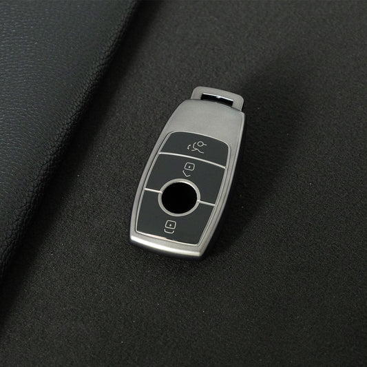 MEB1T1 Black-Metal Gray Plating Car Key Cover For Mercedes Benz Maybach C200L S450L CLASS Key Rings Keychain Bag Car Key Accessories