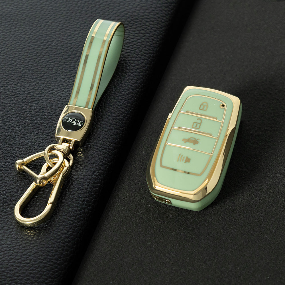 TOC6T1 Granny Grey-Gold Plating TPU Car Key Case Cover Fob for Toyota Corolla RAV4 CHR Camry Crown Auris Land Cruiser 200 Prado Protector Shell Accessories