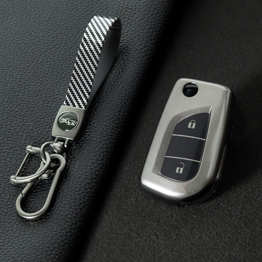 TOA2T1 Black-Metal Gray Plating Car Key Cover TPU Soft Cover Key Cases Suitable for toyota Carola Highlander New Reith RAV4 Car Key Cover