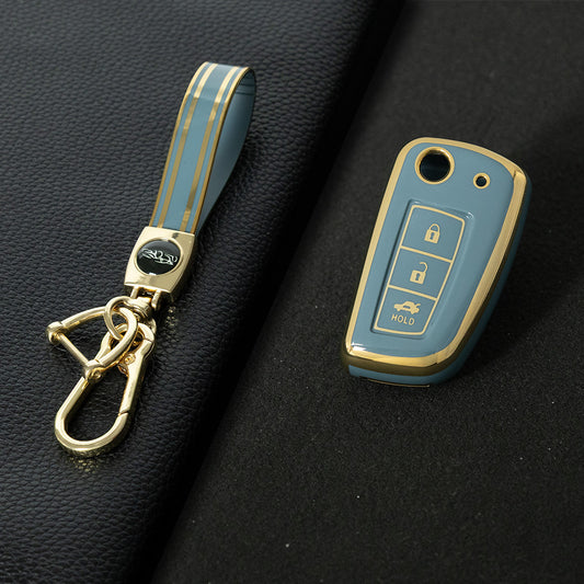 NIC1T1 Granny Grey-Gold Plating Car Key Cover Soft TPU Car Remote Key Case Cover Shell for Nissan X-Trail Qashqai J11 Juke Murano Micra Tiida Maxima Altima Kicks Accessories