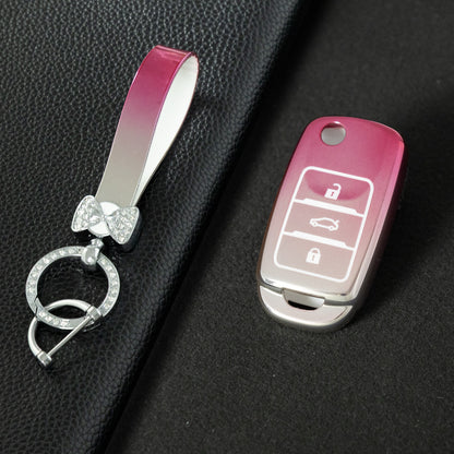 CHB1T1 Gradient Pink Car Key Cover For Premium Soft TPU Car Key Case Cover  CHANGAN Benben E-Star CS15 CS35 CS55 EADO LUMIN Key Rings Keychain Bag