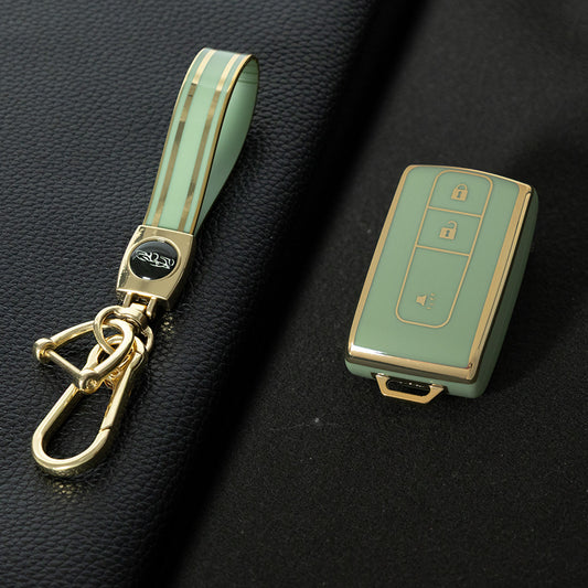 TOF2T1 Green-Gold Plating New Soft TPU Car Key Case Cover Holder for Toyota Prius 06 2006 Car Key Smart Protection Shell Fob Car Accessories
