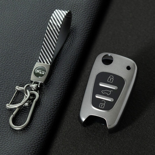 HYG2T1 Black-Metal Gray Plating Car Key Cover For Hyundai I20 I30 Ix20 Ix35 for Kia Ceed Picanto Sportage TPU Car Key Case Cover Shell Bag Holder Fob Keychain Accessories