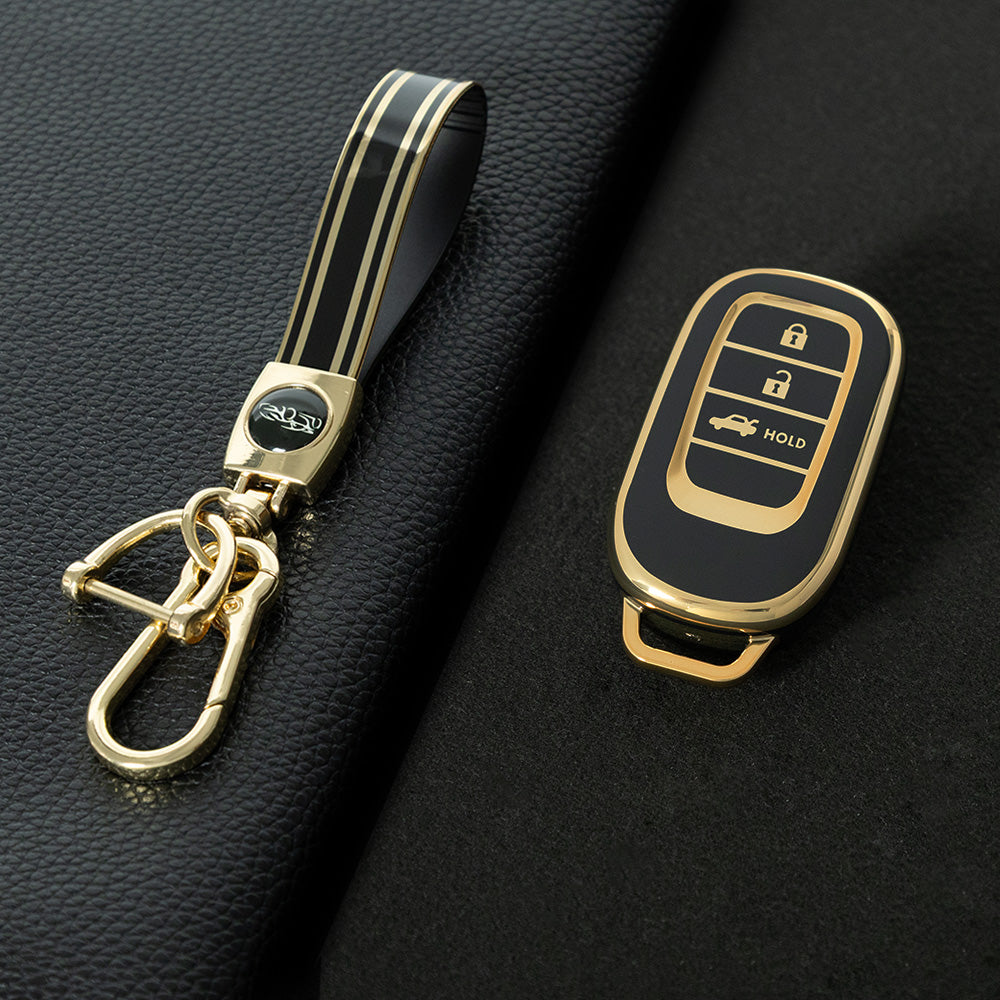 HOB4T1 Black-Gold Plating Car Key Cover Suitable for Honda CRV Style Key case Civic HRV Accord XRV Yingshipai Haoyingbin Intelligent Bag Buckle keychain