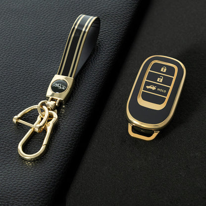 HOB4T1 Black-Gold Plating Car Key Cover Suitable for Honda CRV Style Key case Civic HRV Accord XRV Yingshipai Haoyingbin Intelligent Bag Buckle keychain