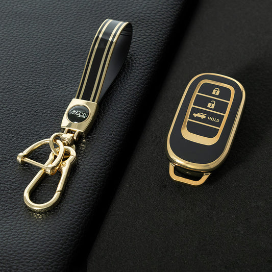 HOB4T1 Black-Gold Plating Car Key Cover Suitable for Honda CRV Style Key case Civic HRV Accord XRV Yingshipai Haoyingbin Intelligent Bag Buckle keychain