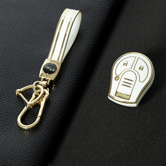 NIE2T1 White-Gold Plating TPU Car Key Cover for Nissan Sylphy MARCH TIIDA X-TRAIL Qashqai KICKS SUNNY