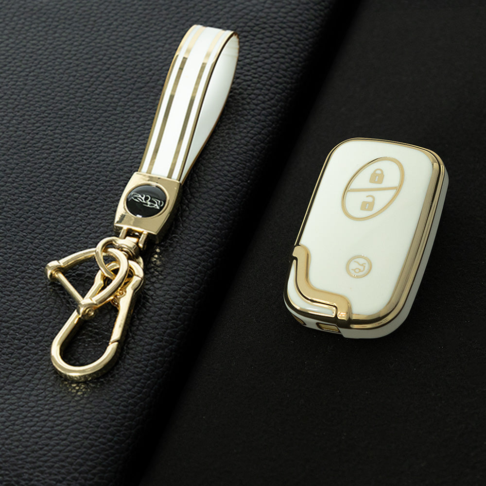LEC1T1 White-Gold Plating Hotsale Soft TPU Car Key Case Cover for Lexus ES/RX/GX/RX/IS200t CT200h SRT Demon 3 Buttons Smart Key Cover
