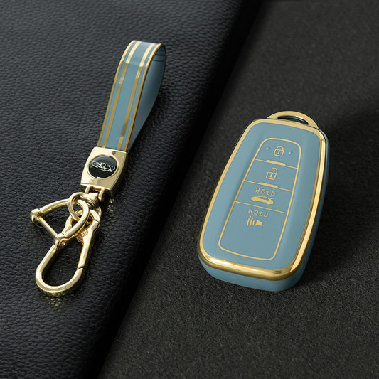 TOB4T1 Granny Grey-Gold Plating Car Key Cover For Toyota Prius Camry Corolla C-HR CHR RAV4 Prado Izoa Levin Avalon 2018 2019 2020 Car Key Case Shell Cover Protector