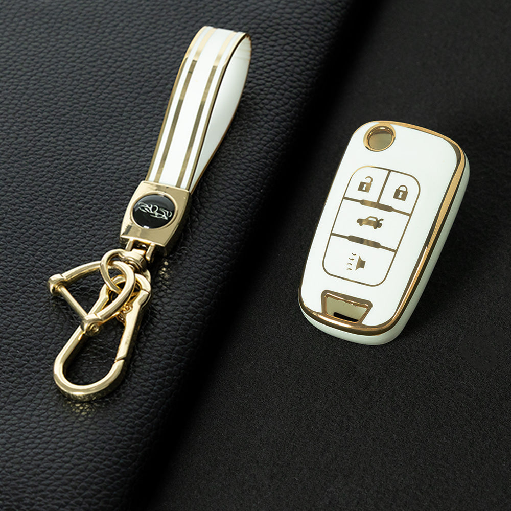 BUE2T1 White-Gold Plating TPU Protective Car Key Fob Cover Shell Buick Chevrolet Cruze Vauxhall Mokka Encore Blazer Model Suitable Key Accessories