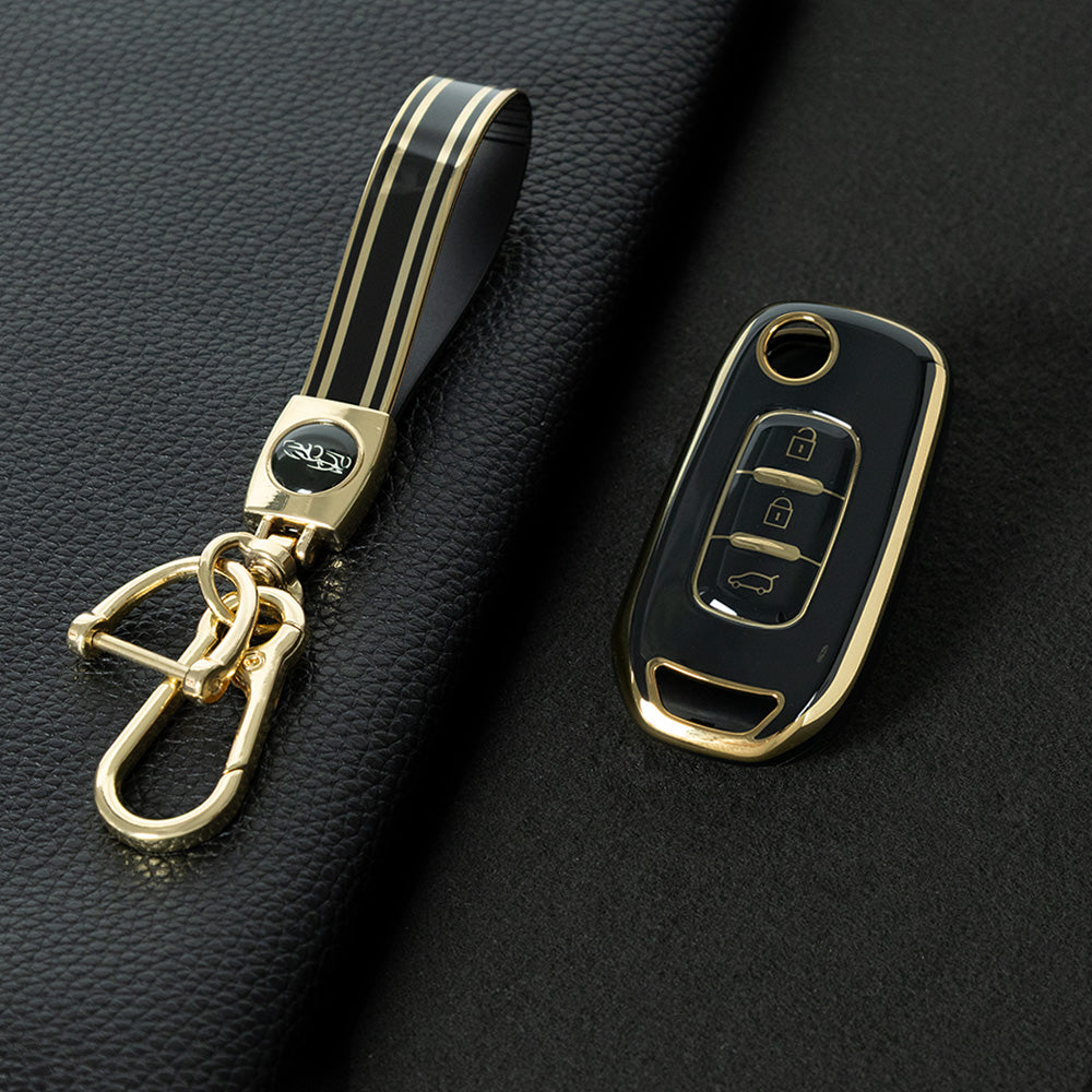 REB1T1 Black-Gold Plating Car Key Cover For Renault 3-Button Flip Fob Key Shell Case Remote Cover for Clio Twingo Megane Scenic Laguna Espace Kangoo Safrane Cars