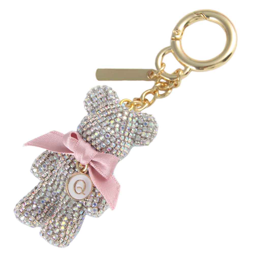 Luxury Crystal Key Chain with Cute Bear Design Fashion Bling Full Rhinestone Car Bag Decoration