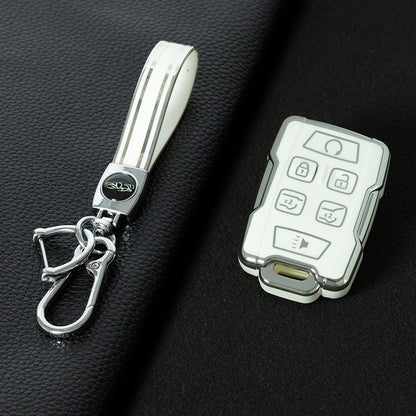 CEC3T1 White-Silver Plating Car Key Cover Case Fob for Chevrolet Suburban Silverado GMC Terrain Yukon Tahoe Sierra