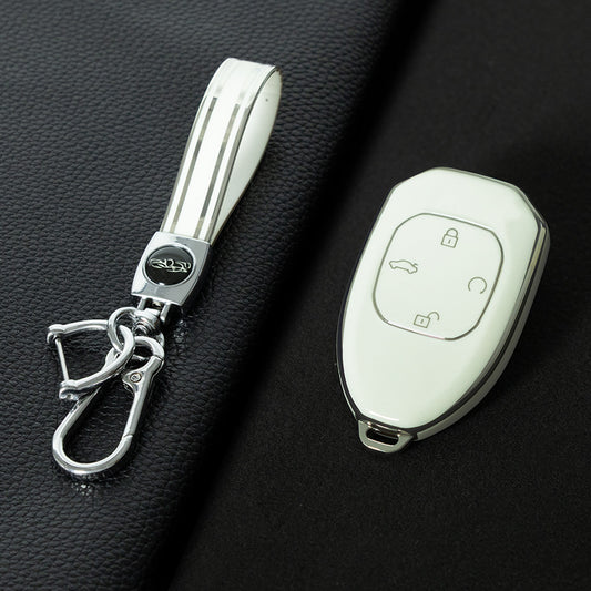 TRE1T1 White-Silver Plating Car Key Cover Silicone Protection TPU Car Remote Key Case Cover for GAC Trumpchi Aion S V Y LX GS4 GM8 GA3 GA6 SGS7 GS8 TA Key Accessories