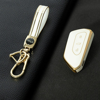 VOC1T1 White-Gold Plating Car Key Cover For Volkswagen  Golf 8 MK8 ID3 ID4 Cupra Skoda Octavia A8 SEAT Leon MK4 Formentor Tarraco