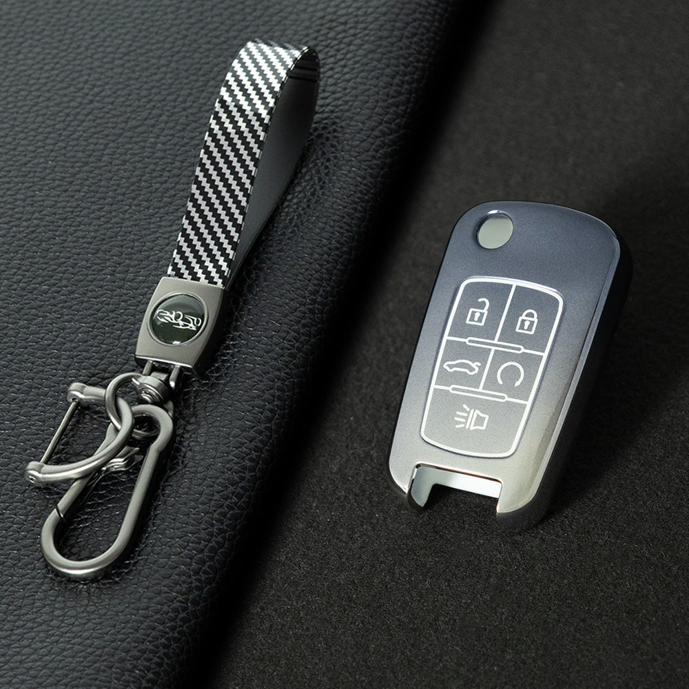 CED5T1 Gradient Gray 5-Button TPU Key Cover for Chevrolet Cruze Camaro Buick Regal Excelle, Protective Key Case