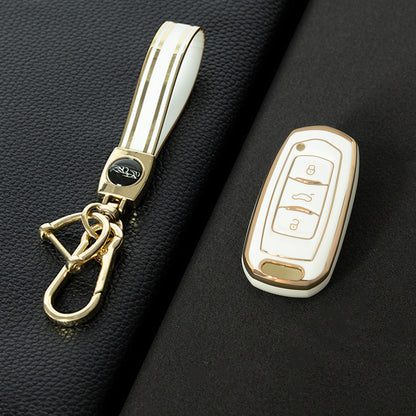 GEA1T1 White-Gold Plating Car Key Cover For Geely Auto GL New Emgrand GS Car Key Pack S1 Boyue X3 Yuanjing X6 Borui Binrui Buckle Shell keychain