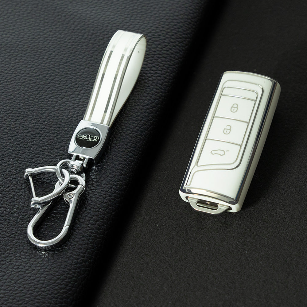 TRG1T1 White-Silver Plating TPU Car Key Cover for Trumpchi GS3 GS4 GA3 GA4 GA8