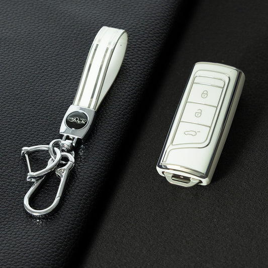 TRG1T1 White-Silver Plating TPU Car Key Cover for Trumpchi GS3 GS4 GA3 GA4 GA8