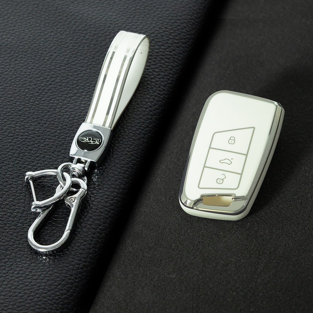 VOD1T1 White-Silver Plating Car Key Cover For VW Polo Lavda Jetta Beetle Passat B5 B6 B7 Bora Santana Tiguan Car Key Cover