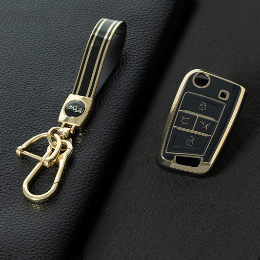 VOA2T1 Black-Gold Plating Suitable for Volkswagen car key cover case Sagitar Tiguan L Bora polo Tayron Lavida Lamando Golf T-Roc TACQUA Tharu