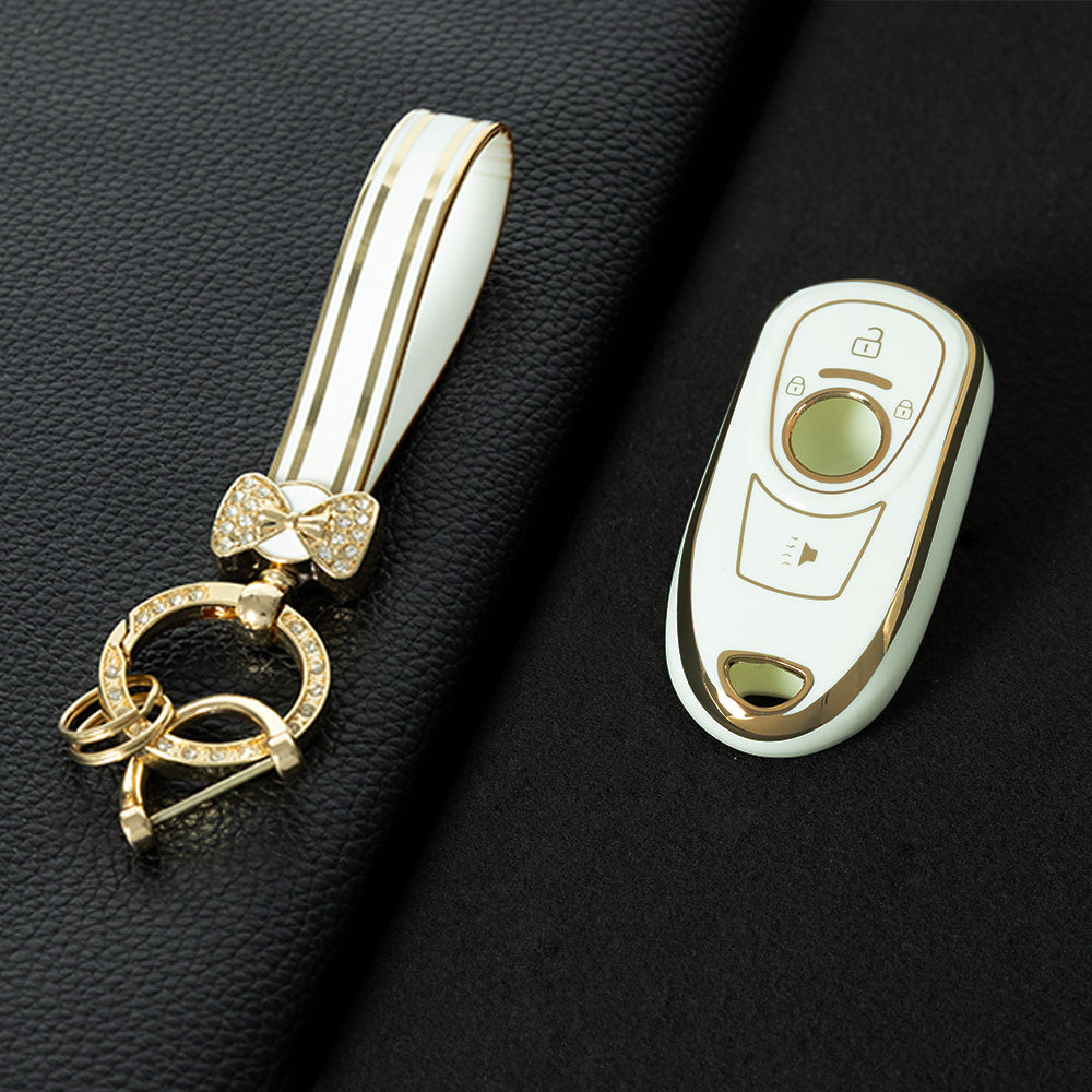 BUA1T1 White-Gold Plating Fashion TPU Car Key Case Cover Shell for Buick Envision Verano Encore GS 20T 28T New LACROSSE Opel Astra K Keyless Protector Fob