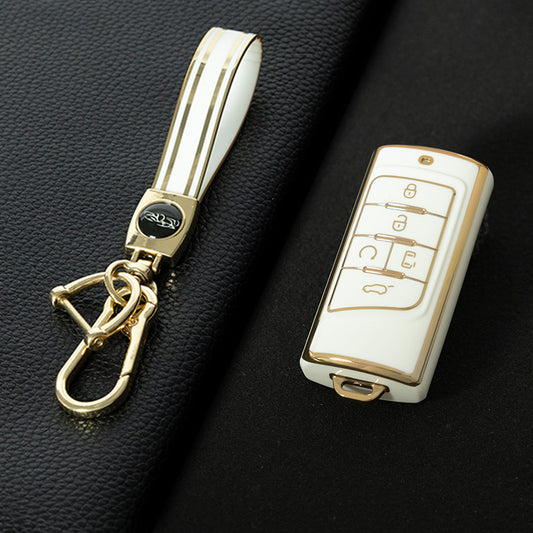 TRA1T1 White-Gold Plating New Soft TPU Car Remote Key Case Cover Holder for GAC Trumpchi GS4 GM8 GA3 GA6 SGS7 GA4 GS5 GS3 Legend GS8 Auto Accessories