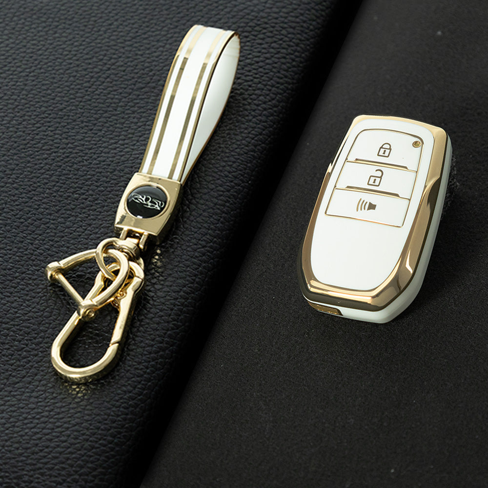 TOC5T1 White-Gold Plating TPU Car Key Case Cover For Toyota Yaris Rav4 Corola CHR Camry
