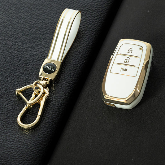 TOC5T1 White-Gold Plating TPU Car Key Case Cover For Toyota Yaris Rav4 Corola CHR Camry