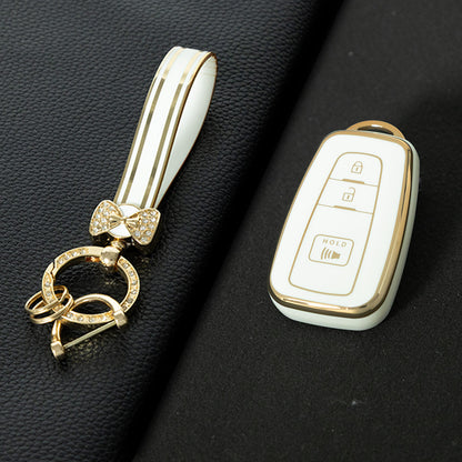 TOB3T1 White-Gold Plating Key case for Toyota Key Shells Noah 80/Voxy 80/Harrier 60/Esquaire/New Sienta Car Key Case TPU Protect Cover Carkey Shells
