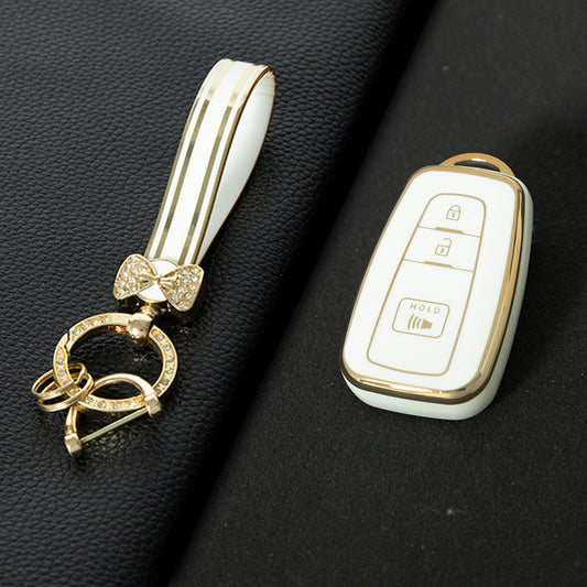 TOB3T1 White-Gold Plating Key case for Toyota Key Shells Noah 80/Voxy 80/Harrier 60/Esquaire/New Sienta Car Key Case TPU Protect Cover Carkey Shells