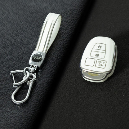 TOP1T1 White-Silver Plating TPU Car Key Cover Case for Toyota Corolla Camry Prado Highlander Auto Key case for Toyota 3 Buttons Key