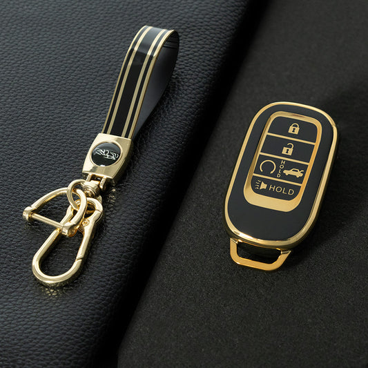 HOB6T1 Black-Gold Plating Car Key Cover For Honda Civic 11th Gen Accord Vezel Freed Pilot CRV 5 Buttons Car Remote Key Case Cover Protector Accessories