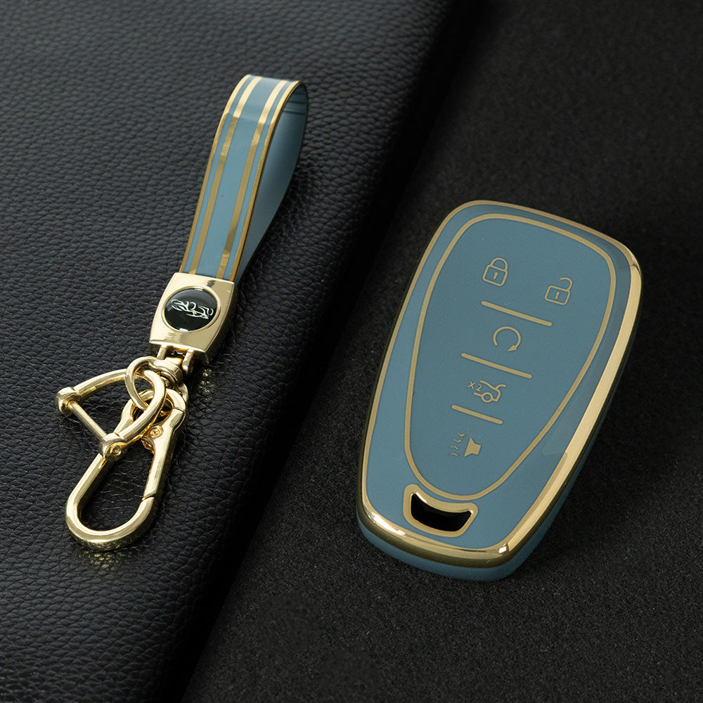 CEA3T1 Granny Grey-Gold Plating Car Key Cover for Chevrolet Holden Malibu XL Camaro Pioneer Wear Resisting Smart Auto