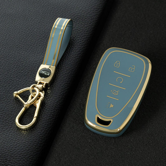 CEA3T1 Granny Grey-Gold Plating Car Key Cover for Chevrolet Holden Malibu XL Camaro Pioneer Wear Resisting Smart Auto