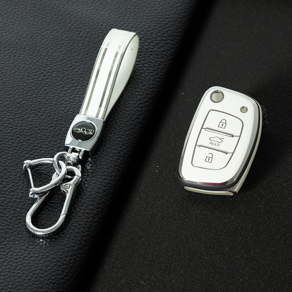 HYF1T1 White-Silver Plating For Hyundai 2024 Auto TPU China Wholesale Hyundia Tucson 2018 Car Key Cover for Car Keys