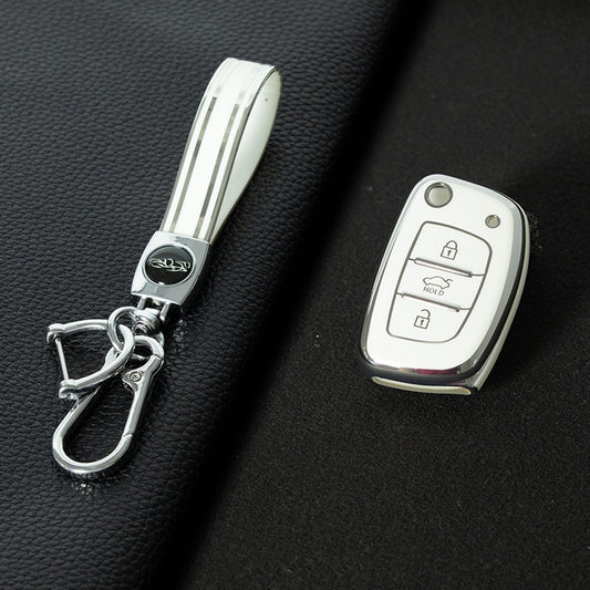 HYF1T1 White-Silver Plating For Hyundai 2024 Auto TPU China Wholesale Hyundia Tucson 2018 Car Key Cover for Car Keys